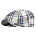 Classic checkered newsboy hat in red and blue plaid pattern for autumn and winter - One Size 56-58cm / Thin-Army Green