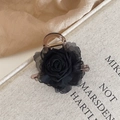 Elegant translucent brown resin hair claw with a large 3D black layered organza rose flower - Black Transparent Rose Claw