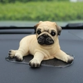 Realistic Pug resin puppy figurine for car dashboard with black checkered non-slip mat - In-car Sitting Pug (With Non-slip Mat)