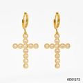 Goldene Edelstahl-Kreuzohrringe mit funkelndem, klarem Zirkonia-Steinbesatz - Gold Weißer Zirkonia (KDE1272)