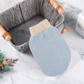 Sky blue exfoliating bath glove with elastic cuff and hanging rope for deep cleaning - Sky Blue