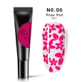 Rose Red nail stamping gel No.06 in 8ml tube with vibrant floral pattern sample - Rose Red