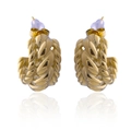 Golden liquid lava style twisted rope C-shaped hoop earrings with metallic finish - Gold XLEH023 (Twisted Rope)