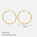 60mm large round hoop earrings in 18K gold plated stainless steel, lightweight and minimalist - 60mm / Gold