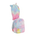 Regenbogen Batik Plüsch Einhorn Rucksack für Mädchen mit weichem Kunstfell und Horn - Batik Mehrfarbig
