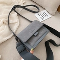Elegante bolso bandolera cuadrado gris de cuero con dos estilos de correa - Gris Azulado