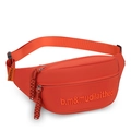 Vibrant orange nylon canvas waist bag with embroidery and adjustable strap - Orange