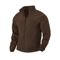 Men's dark brown fleece jacket with standing collar and full-length zipper - S / Coffee