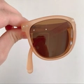 Faltbare pfirsichrosa Sonnenbrille mit braunen Gläsern und metallischen Akzenten - Hellrosa Kaffee (1. Generation)