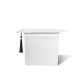 White graduation cap gift box with black tassel for party messages and cards - Plain (Black Tassel) / White