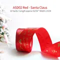 Red Christmas ribbon with gold foil Santa prints, 2.5cm wide for gift wrapping - ASD02 Red - Santa Claus / 2.5CM Wide - 10 Yards (Approx. 92CM)