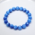 Elastic bead bracelet with 10mm dark blue natural stones and cat-eye texture finish - 16# (Deep Blue Cat Eye)