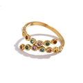 Anello a spirale placcato oro 18K con design a incrocio e cristalli rotondi multicolore - Oro - Strass Multicolore
