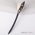 Minimalist black sandalwood hair pin with hollow carving 18cm long for hanfu hairstyles - Chang Qing