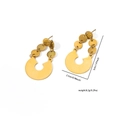 Golden titanium steel geometric dangle earrings with irregular discs measuring 5cm in height - Linked Circular Arc / Gold