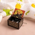 Wooden hand-cranked music box with Halloween illustrations and laser-engraved patterns - Halloween Q