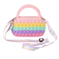 Rainbow gradient pop it silicone crossbody bag for kids with heart bubble texture and strap - Marshmallow With Strap