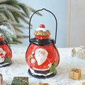 Farol de Navidad con Papá Noel, recortes de estrellas y luz LED cálida decorativa - 9*9*13cm / Linterna Grande Papá Noel