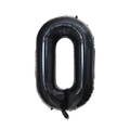 Detailed close-up of a slim 40-inch black number 0 balloon made of premium foil material - Black Style 0