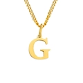 Collar de acero inoxidable dorado con colgante letra G y cadena de eslabones - Letra G (Dorado)