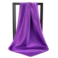 Elegant purple satin square silk scarf featuring a smooth glossy finish and soft texture - Purple (SD90-48-24)