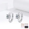 S925 sterling silver hoop earrings with round brilliant cut moissanite stones - 925 Silver / 1.00Ct * 2 (6.50mm)