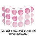 Adesivi murali boho in PVC a pois acquerello rosa, set di 5 pezzi per decorazione interni - Pois Acquerello Rosa (Stile J) / 20x30cm (5 Pezzi/Confezione)