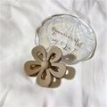 Matte light coffee flower hair claw clip in hollow five-petal design for women - 7*7*3.2cm / Khaki