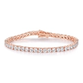 Rose gold tennis bracelet featuring single row of 4-6mm round cubic zirconia stones - Bracelet / Width 4mm, Length approx 16cm / Rose Gold (White Zirconia)