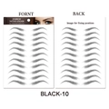 Waterproof black 6D eyebrow tattoo stickers Model BLACK-10 showing front and back packaging - STM-10 (11 Pairs) / Black