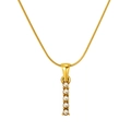 Gold plated snake chain necklace featuring a vertical bar pendant with five white pearls - I (S-P149-I)