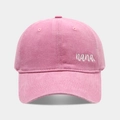 Cappellino da baseball in cotone lavato rosa con ricamo nana bianco e visiera curva - Regolabile / Rosa