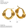 Detail of 18k gold plated 23mm twisted hoop earrings showing 4mm width and weight data - Twisted Rope Wrap Hoop Style (SE433G)