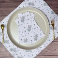 33x40cm rectangular paper napkin featuring cute rabbit and flower pattern on a plate - Lavender Bunny
