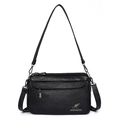 Bolso de hombro acolchado negro para mujer en cuero PU impermeable con correa - Negro