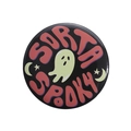 Round Sorta Spooky ghost badge pin with moon and stars for backpacks and accessories - Halloween Ghost Slogan Style (MXZ263)