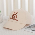 Toddler beige baseball cap with brown cartoon bear embroidery and Battlo bear text - Battlobear Style (Beige)