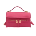 Sac à main rose fuchsia rétro avec double fermeture éclair et pendentifs cadenas dorés - Rose rose