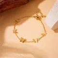 Close-up of rose gold butterfly bracelet with frosted texture charms and lobster clasp - Style B1236 Bracelet