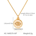 Spécifications de taille du collier en acier doré avec pendentif œil protecteur et strass - Blanc (HC-N40579-WT)