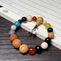 Traditional Buddhist Bodhi seed prayer beads bracelet on vintage calligraphy background - 2nd Gen Premium - Jiming Temple Style
