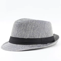 Cappello fedora da uomo intrecciato blu e bianco con nastro in gros-grain nero - M (56-58cm) / Blu navy
