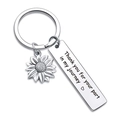 Stainless steel sunflower keychain with engraved Thank you for your part in my journey tag - 12x50mm / Sunflower Style (Thank You-C1145)