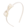 Diadema blanco crema con lazo de cinta de falla para niñas, diseño forrado en tela suave - Blanco Roto