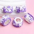 Cuentas de resina en relieve color violeta y blanco para bisutería DIY y cadenas de móvil - Perla Transparente Crema Púrpura Cereza