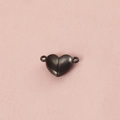 Chiusura magnetica a cuore in metallo nero per creazione di bracciali fai-da-te - Nero (Lucidato)