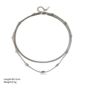 Double-layered stainless steel snake and bead chain necklace in silver finish - Double Layer Silver Stainless Steel Large Bead Necklace (C211 Steel)