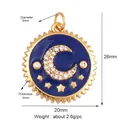 Enamel moon pendant with zircon crescent and star pattern on deep blue background - Sun Round Charm-Blue