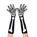 Long black Halloween skeleton gloves with white bone print for cosplay costumes - Long Skeleton Gloves