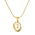 Collier chaîne serpent en acier plaqué or 18K avec pendentif lettre J en nacre - Lettre J (S-P035-J)